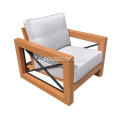 4 pezzi di legno di teak come set di divani in alluminio